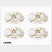 Luxury White Marble Gold Monogram Real Estate 楕円形シール (シート)