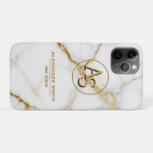 Luxury White Marble Gold Monogram Real Estate Case-Mate iPhoneケース (裏面(横))