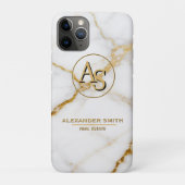 Luxury White Marble Gold Monogram Real Estate Case-Mate iPhoneケース (裏)