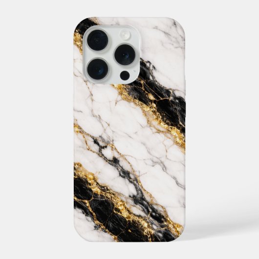 Luxury White Marble Gold Vein Phone Case iPhoneケース (裏面)