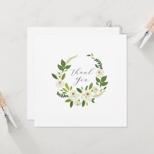 Luxury White Rose Floral Frame  カード (正面/裏面インサイチュ)