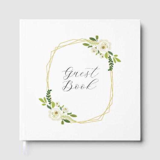 Luxury White Rose Floral Frame  ゲストブック (正面)