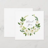 Luxury White Rose Floral Frame  サンキューカード (正面/裏面)