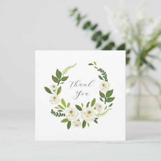 Luxury White Rose Floral Frame  サンキューカード (スタンド正面)