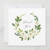 Luxury White Rose Floral Frame  サンキューカード (正面)