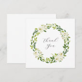 Luxury White Rose Floral Frame  サンキューカード (正面/裏面)