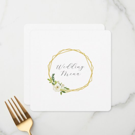 Luxury White Rose Floral Frame  メニュー (正面/裏面インサイチュ)