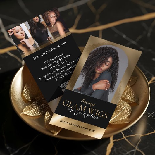 Luxury Wig Hair Studio Arch Luxe Photo Black Gold 名刺