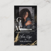 Luxury Wig Hair Stylist Salon Black Gold Agate 名刺 (正面)