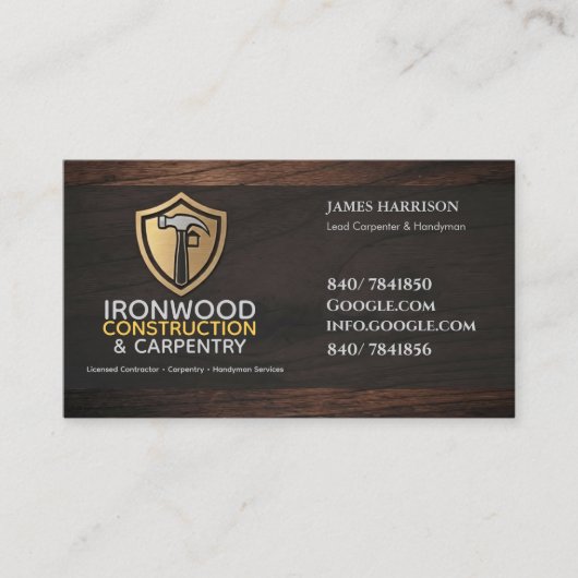 Luxury Wood Construction Business Card | Modern  名刺 (正面)