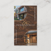 Luxury Woodgrain Monogram Home Contractor Photo 名刺 (正面)