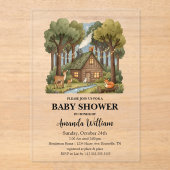 Luxury Woodland Clear Rustic Baby Shower  アクリル招待状 (正面)