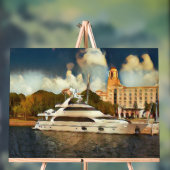 Luxury Yacht Wall Art Coastal Harbor Scene アクリルサイン (ニュートラル)