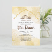 Luxury Yellow Gold Marble Iftar Dinner Invitation 招待状 (スタンド正面)