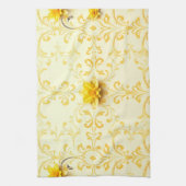 Luxury Yellow Tulip Damask Easter Kitchen Towel キッチンタオル (縦)