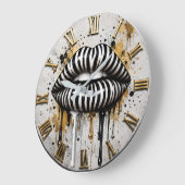 Luxury Zebra Lip Modern Fashion Art Decor ラージ壁時計 (傾斜)