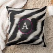 Luxury Zebra Print Elegant Black & White Faux Fur  クッション (ブランケット)