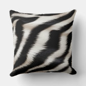 Luxury Zebra Print Elegant Black & White Faux Fur  クッション (裏面)