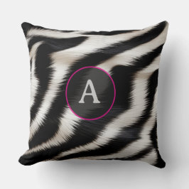 Luxury Zebra Print Elegant Black & White Faux Fur  クッション