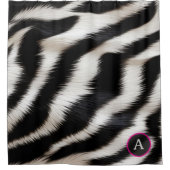 Luxury Zebra Print Elegant Black & White Faux Fur シャワーカーテン (正面)