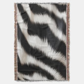 Luxury Zebra Print Elegant Black & White Faux Fur  スローブランケット (正面縦)