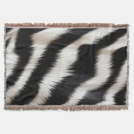Luxury Zebra Print Elegant Black & White Faux Fur  スローブランケット