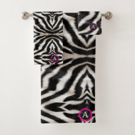 Luxury Zebra Print Elegant Black & White Faux Fur  バスタオルセット