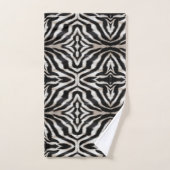 Luxury Zebra Print Elegant Black & White Faux Fur バスタオルセット (ハンドタオル)