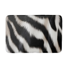 Luxury Zebra Print Elegant Black & White Faux Fur  バスマット