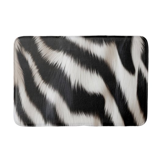 Luxury Zebra Print Elegant Black & White Faux Fur バスマット (正面)