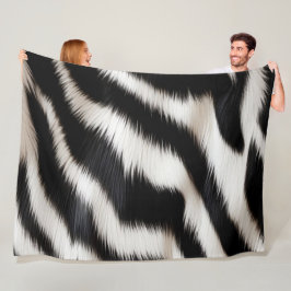 Luxury Zebra Print Elegant Black & White Faux Fur  フリースブランケット
