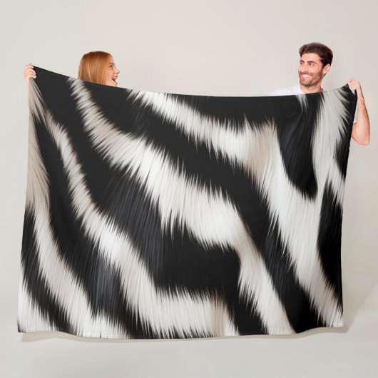 Luxury Zebra Print Elegant Black & White Faux Fur フリースブランケット (インサイチュ)