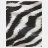 Luxury Zebra Print Elegant Black & White Faux Fur フリースブランケット (正面)