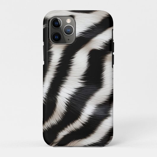 Luxury Zebra Print Elegant Black & White Faux Fur  Case-Mate iPhoneケース (裏面)