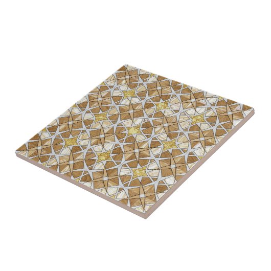 Luxury Zellige Moroccan Mosaic Pattern Beige Cream タイル (側面)