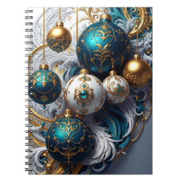 Luxus Weihnachtskugeln Blau Gold Ornament ノートブック