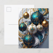 Luxus Weihnachtskugeln Blau Gold Ornament Standard ポストカード (正面/裏面)