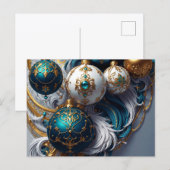 Luxus Weihnachtskugeln Blau Gold Ornament Standard ポストカード (正面/裏面)