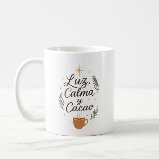 ✨ Luz, Calma y Cacao – Diseño Navideño Aesthetic コーヒーマグカップ (左)