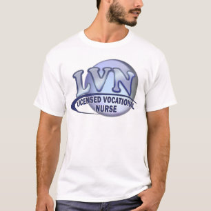 LVNおもしろいブルーロゴライセンス職業ナース Tシャツ