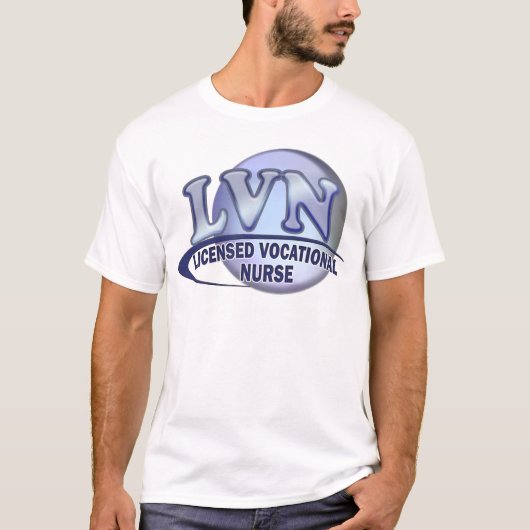 LVNおもしろいブルーロゴライセンス職業ナース Tシャツ (正面)