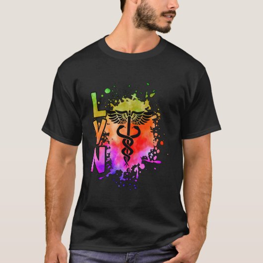 LvnカドゥセウスLvnナース免許職業ナース Tシャツ (正面)
