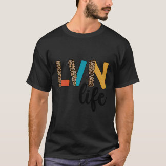 Lvnライフ Lvn看護師ヒョウ柄LVN免許実践看護師 Tシャツ