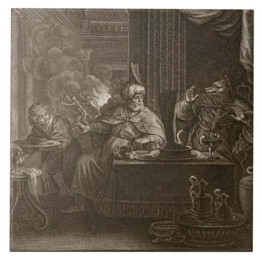 Lycaonはオオカミ1731年に変形しました(版木、銅版、版画) タイル (正面)