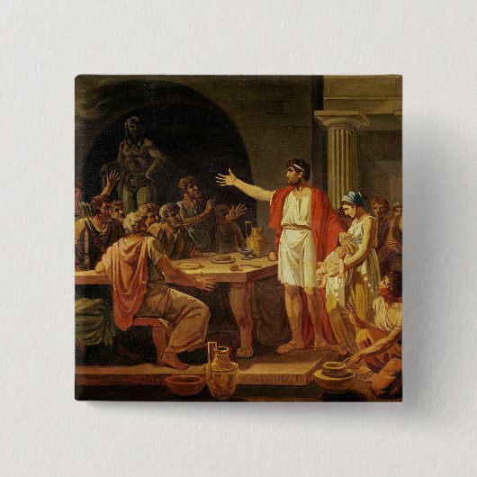 Lycurgus彼等のスパルタの古代人を示します 缶バッジ (正面)