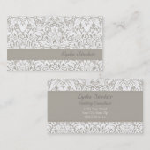Lydiaの灰色のダマスク織の花の名刺 名刺 (正面/裏面)