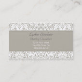 Lydiaの灰色のダマスク織の花の名刺 名刺 (裏面)