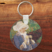 Lydia Crocheating in Garden at Marly, Mary Cassatt キーホルダー (正面)