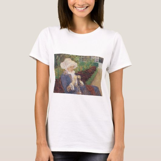 Lydia Crocheating in Garden at Marly, Mary Cassatt Tシャツ (正面)