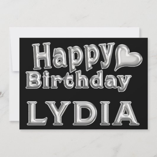 Lydia Happy Birthday Karte Grußkarte mit Herz カード (正面)